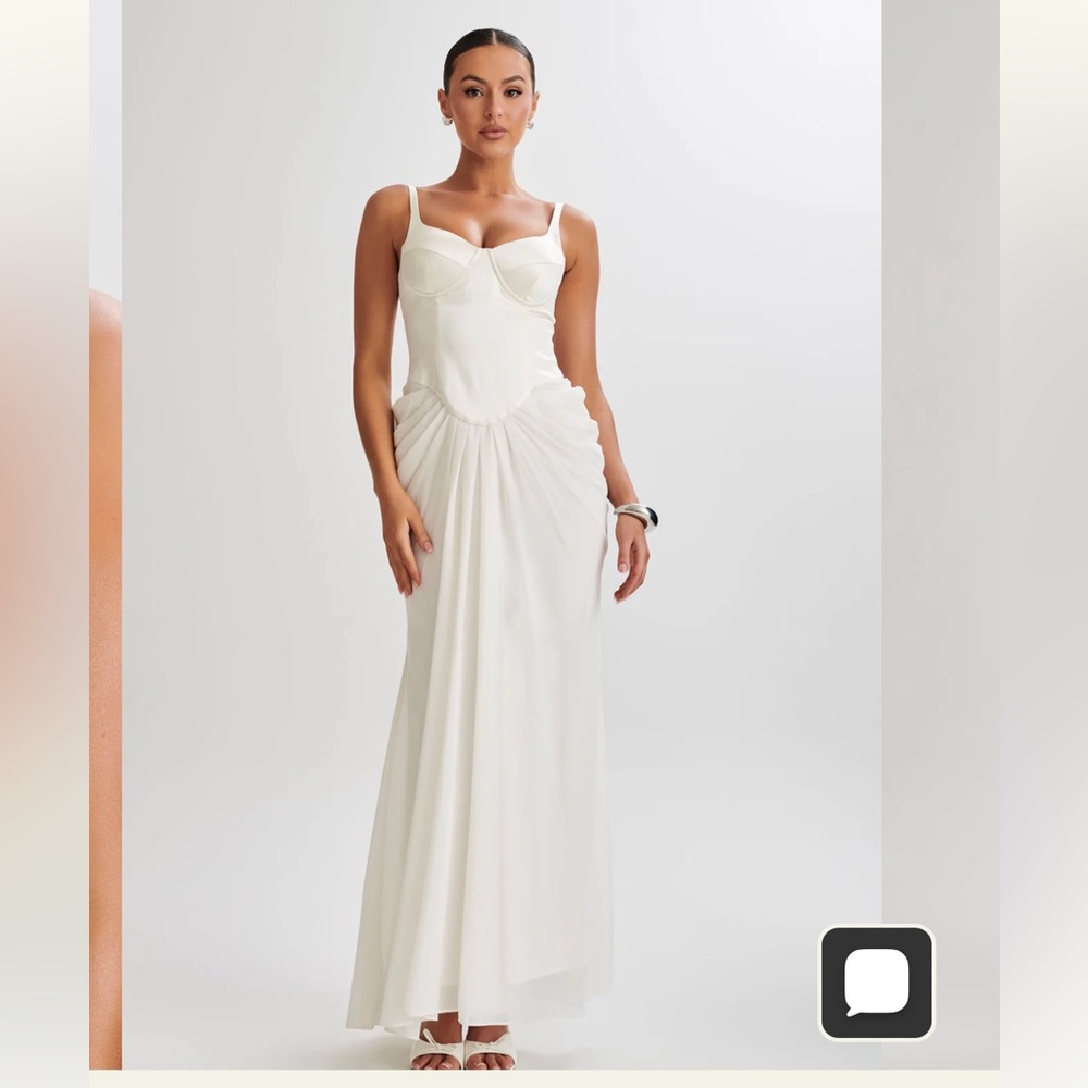 NWT - Meshki - leila satin ivory corset maxi dress